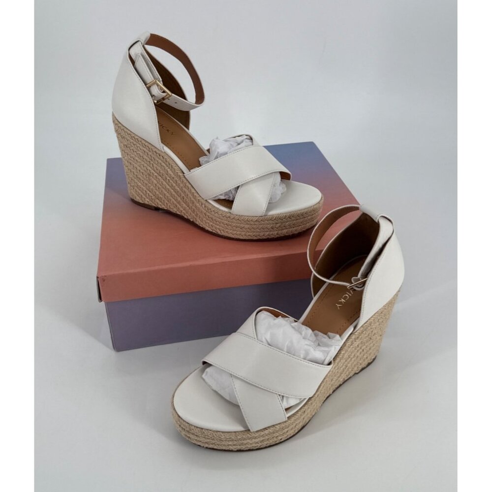 Lisa Vicky Espadrille Wedge Sandals Gemi White Sheep Nappa Leather Size 9 - Picture 1 of 10